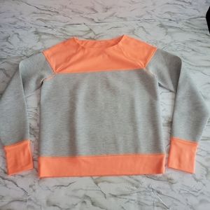 Athleta Fuse Grey Orange Pullover Sweatershirt  M